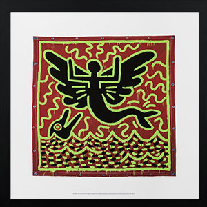 Affiche encadrée Keith Haring : Mermaid with dolphin (1982)