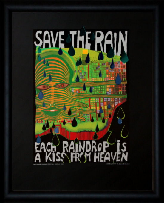Lámina enmarcada de Friedensreich Hundertwasser : Save the Rain