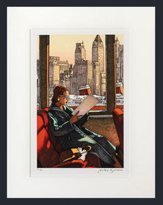 Miles Hyman framed signed print, La lectrice