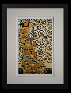 Affiche encadrée Gustav Klimt, L'attente (feuille d'or)