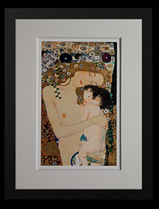 Gustav Klimt framed Matted Fine Art Print, The maternity (Gold foil inlays)