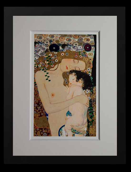 Stampa incorniciata di Gustav Klimt : La Maternità (foglie di oro)