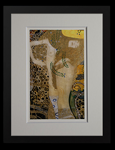 Gustav Klimt framed Matted Fine Art Print, Sea Serpents II (Gold foil inlays)