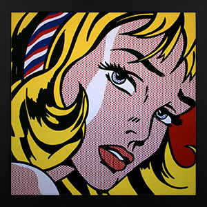 Lámina enmarcada Roy Lichtenstein : Chica con Cinta en el Pelo