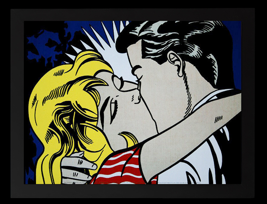 Affiche encadre Roy Lichtenstein : Kiss II