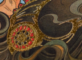 Lámina enmarcada de Alfons Mucha : Prímula (hojas de oro), detalle