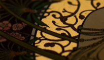 Stampa incorniciata di Alfons Mucha : Dreams (foglie di oro), dettaglio