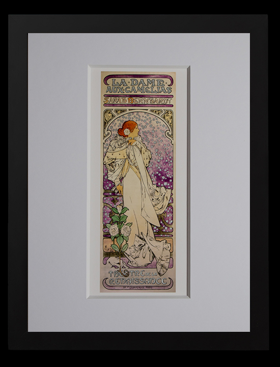 Alfons Mucha framed print : La Dame aux Camélias (Gold foil inlays)