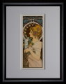 Lámina enmarcada de Alfons Mucha : Pluma (hojas de oro)