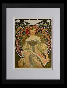 Alfons Mucha framed Matted Fine Art Print, Dreams (Gold foil inlays)