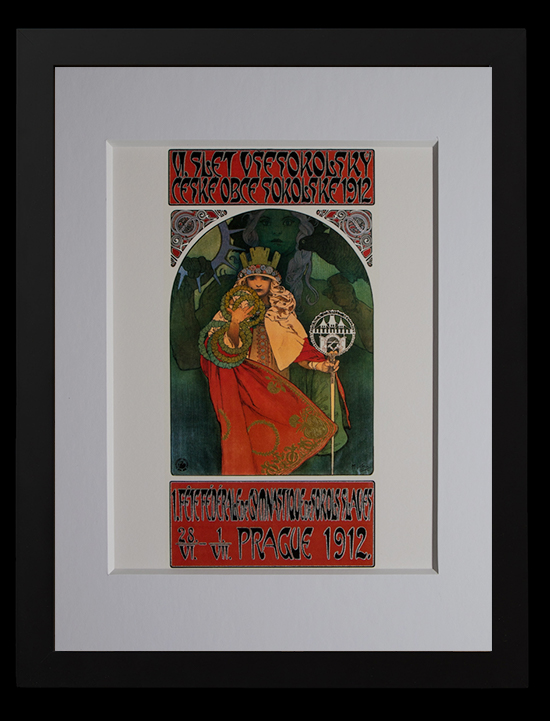 Affiche encadrée Alfons Mucha : Sokol Festival (feuille d'or)