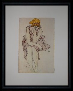 Affiche encadrée Egon Schiele : La jeune fille assise