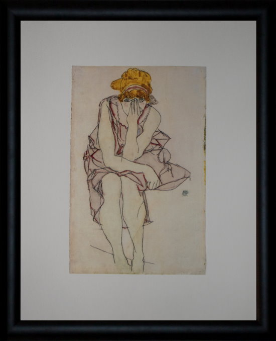 Affiche encadrée de Egon Schiele : La jeune fille assise