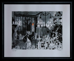 Jacques Tardi signed and numbered, framed print, Le laboratoire