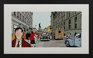 Jacques Tardi framed Pigment print, Nestor Burma dans le 3ème arrondissement de Paris