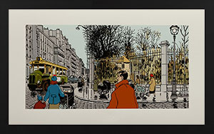 Jacques Tardi framed Pigment print, Nestor Burma dans le 6ème arrondissement de Paris