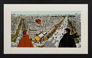 Jacques Tardi framed Pigment print, Nestor Burma dans le 8ème arrondissement de Paris