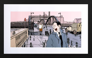 Jacques Tardi framed Pigment print, Nestor Burma dans le 13ème arrondissement de Paris