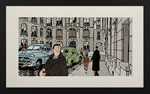 Jacques Tardi framed Pigment print, Nestor Burma dans le 16ème arrondissement de Paris