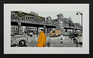 Jacques Tardi framed Pigment print, Nestor Burma dans le 18ème arrondissement de Paris