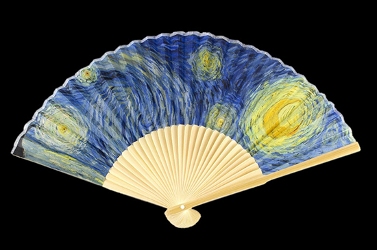 Vincent Van Gogh Bamboo hand fan, Starry night
