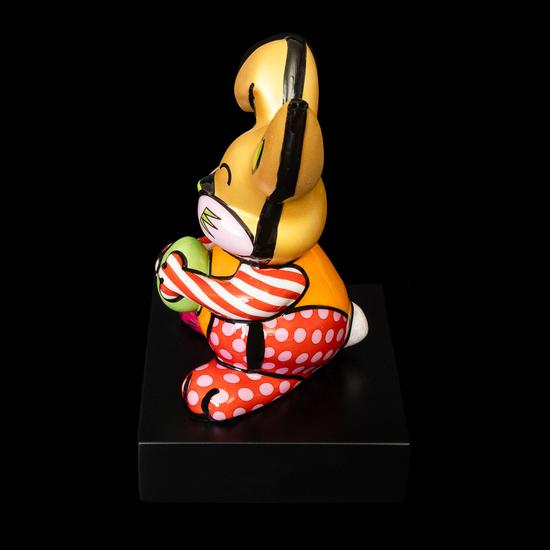 Figurine Goebel Romero Britto - Lapin Gris Pop Art, Porcelaine 23cm, Neuve