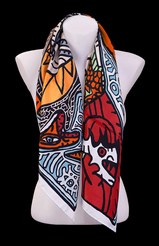 Robert Combas Square scarf : Couple Psychopatex (colour)