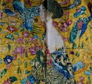 Foulard Gustav Klimt : La femme à l'éventail (déplié)