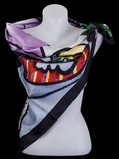 Foulard En Soie Picasso 90x90 Cm - Occasion Très Bon état - Motif Coloré
