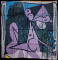 Foulard quadrato Pablo Picasso : Nude with a bouquet of irises and a mirror (spiegato)