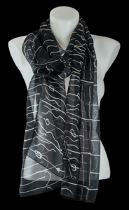 Brâncusi silk scarf : The kiss (black)