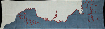 Fular Petrusse desplegada Jean Cocteau : Dos perfiles (Azul, Crudo)