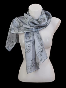 Leonardo Da Vinci silk scarf : Horses (grey)