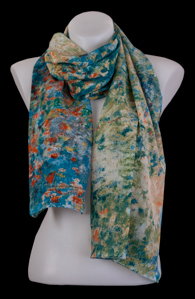 Claude Monet silk scarf : Garden at Argenteuil
