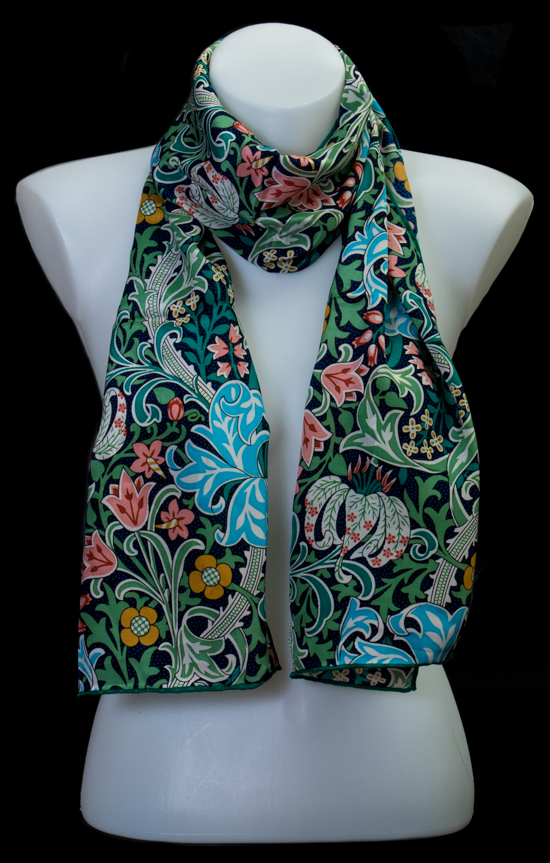 William Morris silk scarf : Golden Lily Green