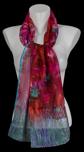 Claude Monet silk scarf : Water Lilies (fuchsia)