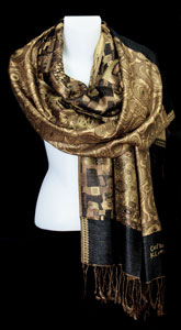 Gustav Klimt Silk woven stole : Art Nouveau Gold
