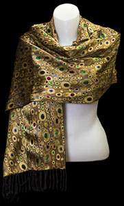 Gustav Klimt silk shawl : Art Nouveau (gold)