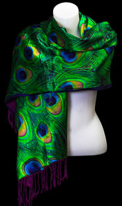 Louis C. Tiffany silk shawl : Peacock