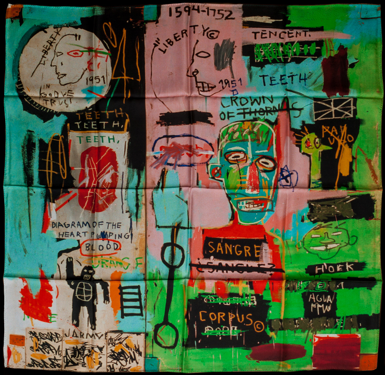 bekendtskab Forretningsmand Tilbageholdenhed Silk Scarf Jean-Michel Basquiat 90 x 90 cm : In Italian