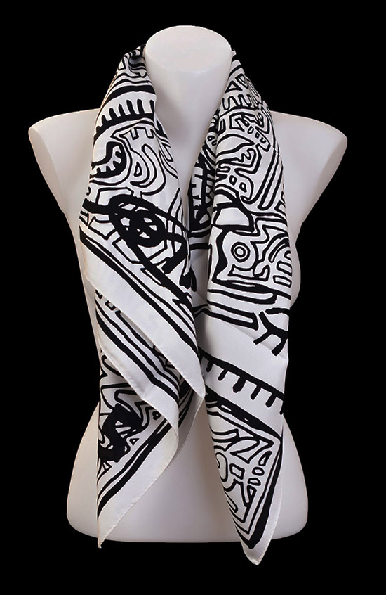 Robert Combas Square scarf : Couple Psychopatex (black and white)