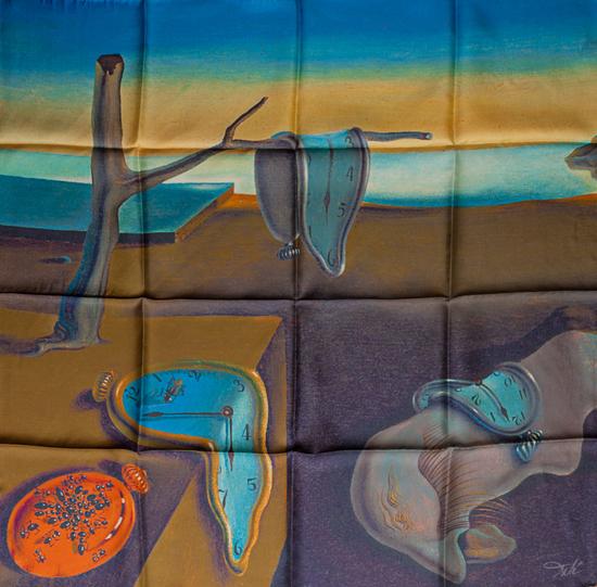 Carré De Soie 90x90 Cm - La Persistance De La Mémoire De Dali - Brochier Soieries - Neuf