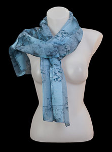 Leonardo Da Vinci silk scarf : Horses (blue)
