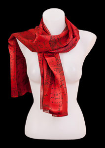 Leonardo Da Vinci silk scarf : Codex (red)
