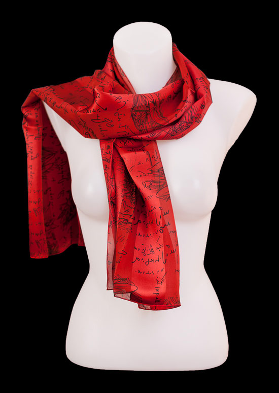 Leonardo Da Vinci scarf : Codex (red)