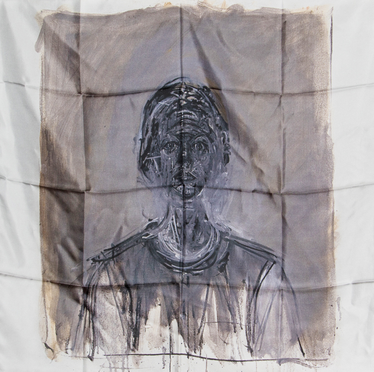 Foulard Alberto Giacometti : Annette noire (déplié)