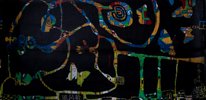 Bufanda Hundertwasser : Dunkelbunt (desplegado)