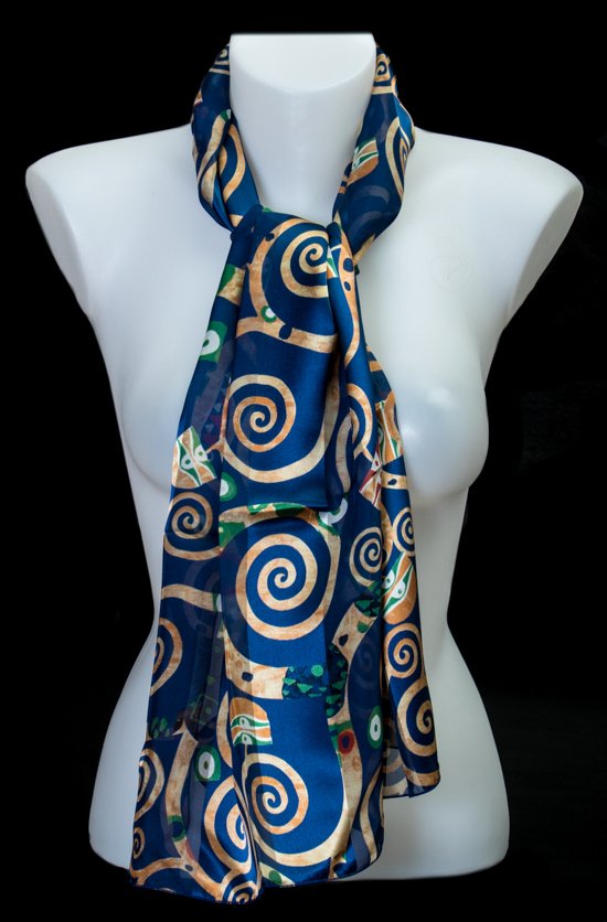 Gustav Klimt silk scarf : The Tree of Life (blue)
