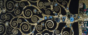 Gustav Klimt scarf : The tree of life (black) (unfolded)