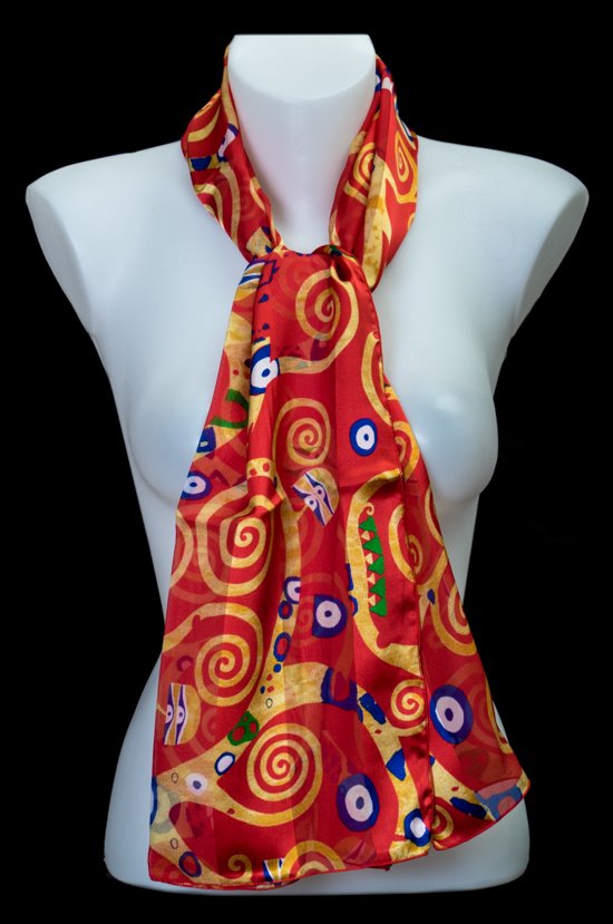 Gustav Klimt silk scarf : The Tree of Life (red)